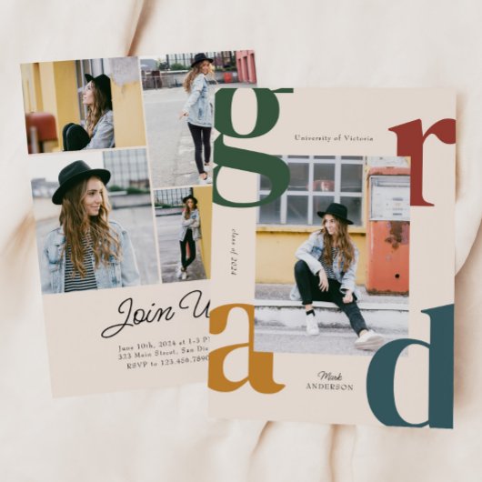 Vet Retro Klasse van 2024 Afstuderen Invitation Kaart