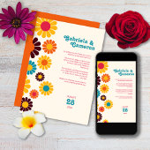 Vet Retro Kleur Daisy Bruiloft Kaart