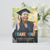 Vet retro kleuren Afstuderen dank u foto Bedankkaart (Staand voorkant)