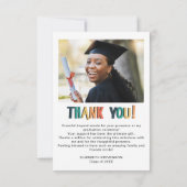 Vet retro kleuren Afstuderen dank u foto Bedankkaart (Achterkant)