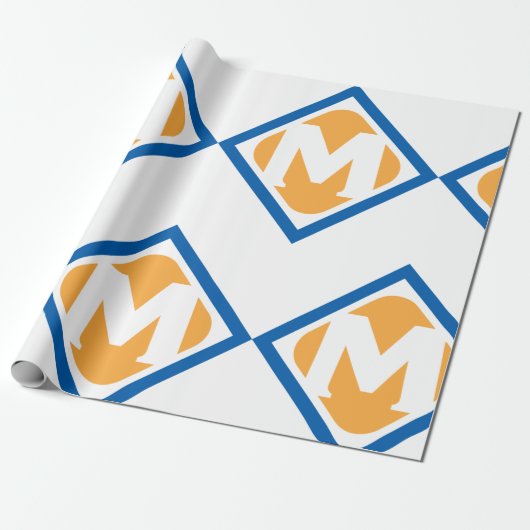 Vet Retro Metro M Logo Urban Transit Embleem Cadeaupapier (Uitgerold)