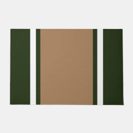 Vet Retro Mocha Wit Donkergroen Racing Stripes Deurmat