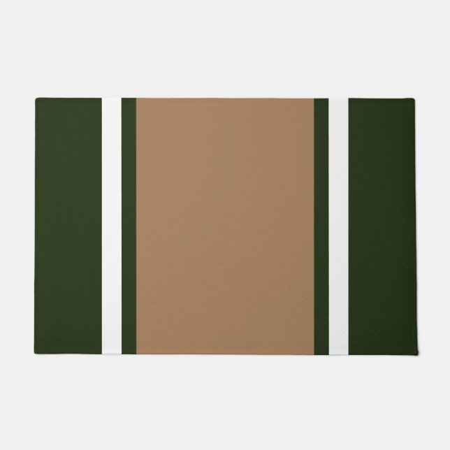Vet Retro Mocha Wit Donkergroen Racing Stripes Deurmat (Voorkant)