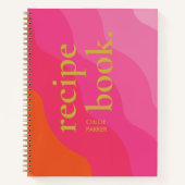 Vet Retro Modern Roze en Goud Monogram Recept Notitieboek (Voorkant)