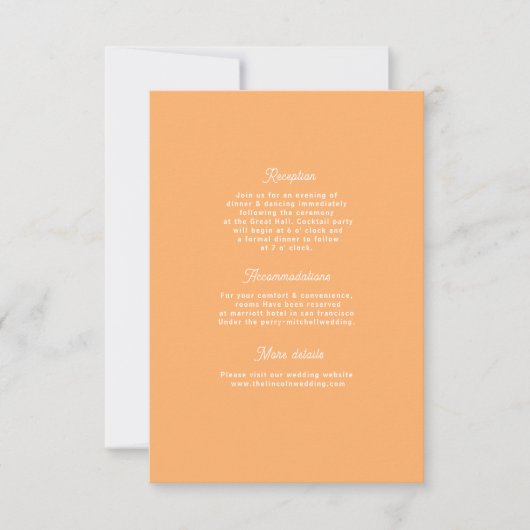 Vet Retro Modern sinaasappel Huwelijkssluiting kaa RSVP Kaartje (Voorkant)