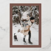 Vet Retro Monogram Bruiloft Terracotta Folie Uitnodiging (Achterkant)