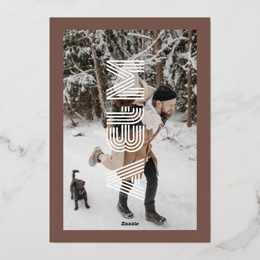 Vet Retro Monogram Bruiloft Terracotta Folie Uitnodiging (Achterkant)