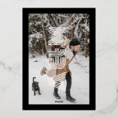 Vet Retro Monogram Bruiloft Zwart Folie Uitnodiging (Achterkant)