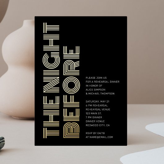 Vet Retro Monogram Repetitie Diner Folie Uitnodiging