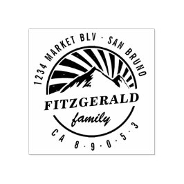 Vet Retro Mountain Round retouradres Rubberstempel