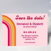Vet Retro Pastel Roze, Heet Roze & Sinaasappel Bru Save The Date