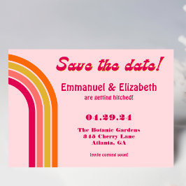 Vet Retro Pastel Roze, Heet Roze & Sinaasappel Bru Save The Date