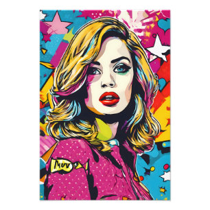 Vet Retro Pop Kunstportret Foto Afdruk