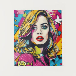 Vet Retro Pop Kunstportret Wandkleed