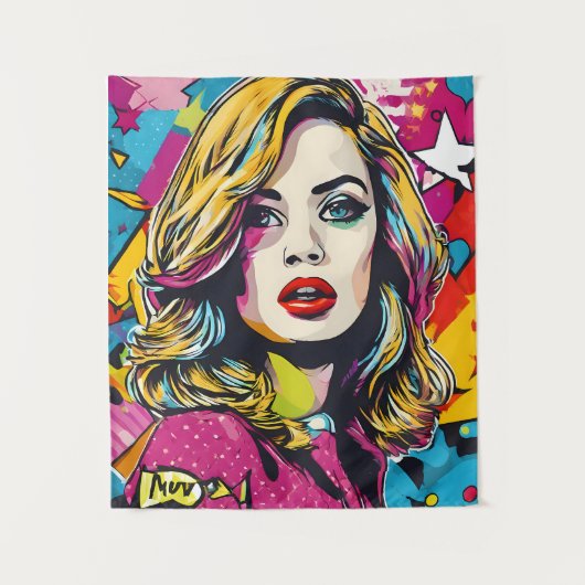 Vet Retro Pop Kunstportret Wandkleed (Voorkant)