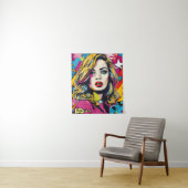 Vet Retro Pop Kunstportret Wandkleed (In situ)