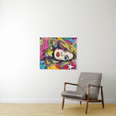 Vet Retro Pop Kunstportret Wandkleed (In Situ (horizontaal))