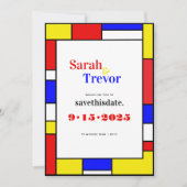 Vet Retro Primaire Kleuren Geometrisch Save The Date (Voorkant)