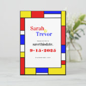 Vet Retro Primaire Kleuren Geometrisch Save The Date (Staand voorkant)