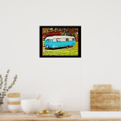 Vet Retro Reizen Aanhangwagen Camper Art Poster (Keuken)