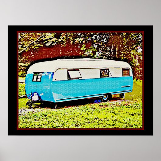 Vet Retro Reizen Aanhangwagen Camper Art Poster (Voorkant)