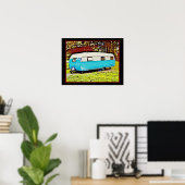 Vet Retro Reizen Aanhangwagen Camper Art Poster (Thuiskantoor)