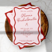 Vet Retro Roze & rood | Bachelorette Bash Kaart