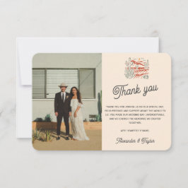 Vet Retro Saguaro Cactus Desert Landschap Bruiloft Bedankkaart