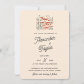 Vet Retro Saguaro Cactus Desert Landschap Bruiloft Kaart (Voorkant)