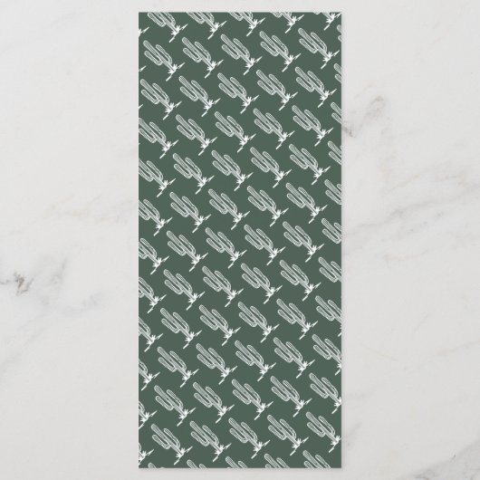 Vet Retro Saguaro Cactus Desert Landschap Bruiloft Menu (Achterkant)