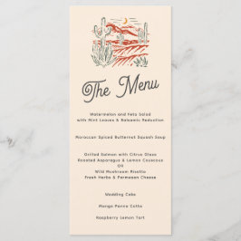 Vet Retro Saguaro Cactus Desert Landschap Bruiloft Menu