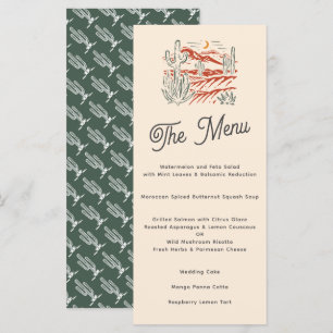 Vet Retro Saguaro Cactus Desert Landschap Bruiloft Menu