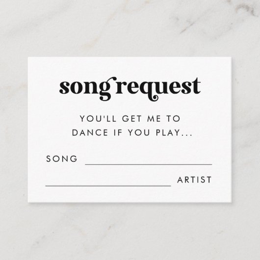 Vet Retro Script Bruiloft Minimalistisch Song Aanv Informatiekaartje (Voorkant)