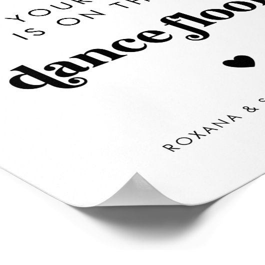 Vet Retro Script Grappige Dans Vloer Trouwteken Poster (Hoek)