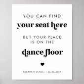 Vet Retro Script Grappige Dans Vloer Trouwteken Poster (Voorkant)