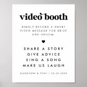 Vet Retro Script Hart Bruiloft Video Booth Sign Poster (Voorkant)