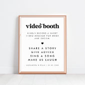 Vet Retro Script Hart Bruiloft Video Booth Sign Poster