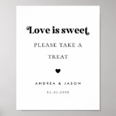 Vet Retro Script Liefde is Zoete Favor Trouwteken Poster (Voorkant)