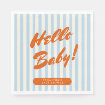 Vet Retro Sinaasappel Blauwe Strepen Baby shower
