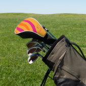 Vet Retro Strepen Monogram Roze Sinaasappel Golfheadcover (Insitu)