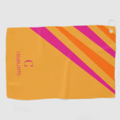 Vet Retro Strepen Roze Oranje Mosterd Golfhanddoek (Horizontaal)