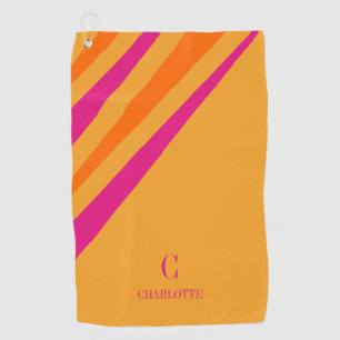 Vet Retro Strepen Roze Oranje Mosterd Golfhanddoek