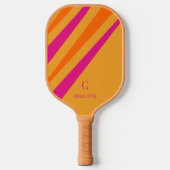 Vet Retro Strepen Roze Oranje Mosterd Pickleball Paddle (Voorkant)
