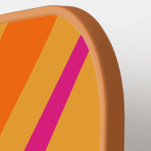 Vet Retro Strepen Roze Oranje Mosterd Pickleball Paddle (Links Detail)