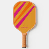 Vet Retro Strepen Roze Oranje Mosterd Pickleball Paddle (Achterkant)