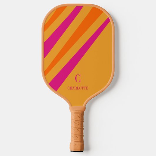Vet Retro Strepen Roze Oranje Mosterd Pickleball Paddle