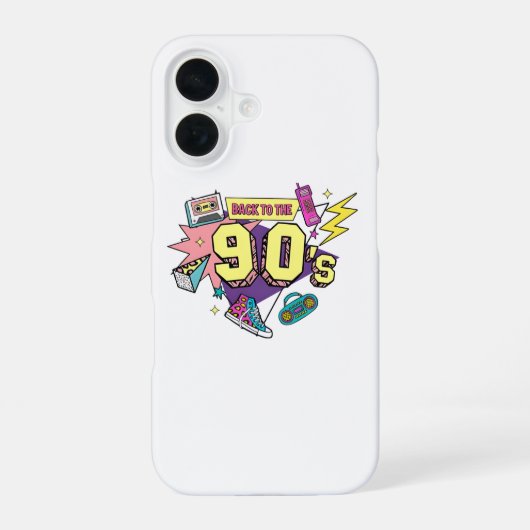 Vet retro terug naar de 90s kunst iPhone 16 hoesje (Achterkant)