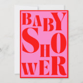 Vet Retro Typografie Roze Rood Baby shower Kaart (Voorkant)