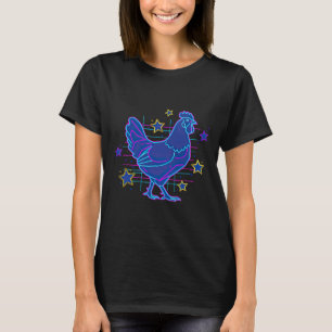 Vet Retro Vaporwave Blauw Roze Grappige Meme Kip T-shirt