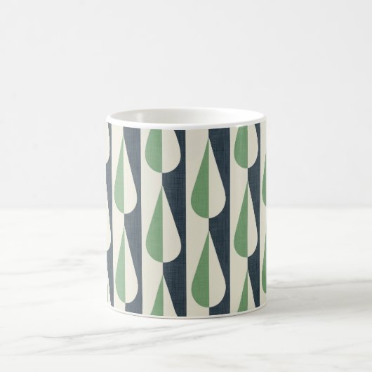 Vet retro water druppel groen en grijs koffiemok (Center)
